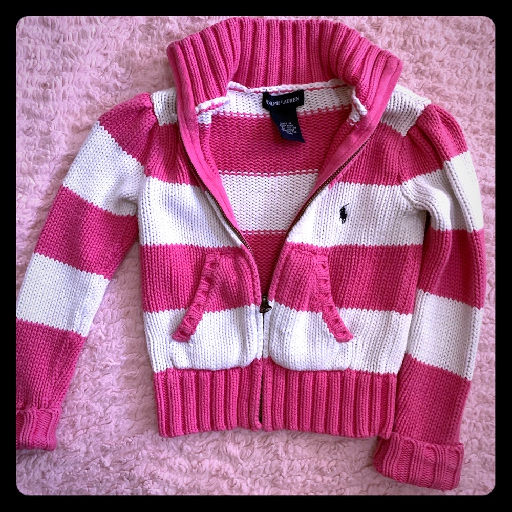 Ralph Lauren pink and white sweater.